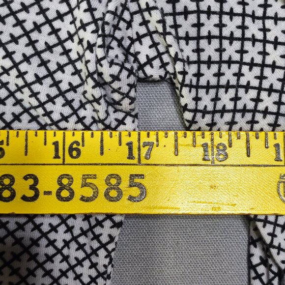 Ann Taylor deep neck blouse women's size S white with black cross pattern - Picture 8 of 9